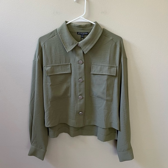 Adrianna Papell Green Utility Jacket Cropped Lightweight, Size M - Picture 3 of 11